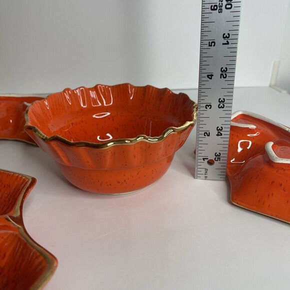 MCM Pottery Sectional Relish Tray REPLACEMENT Dishes‎ Orange Speckle G20 USA - Picture 12 of 12
